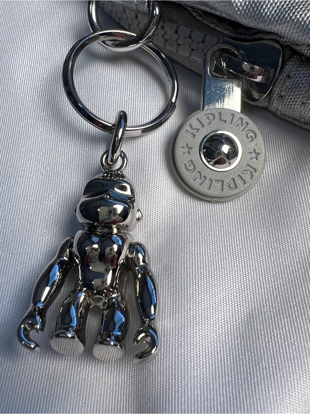 Kipling New Eldorado Silver Metallic Crossbody Bag Monkey Charm